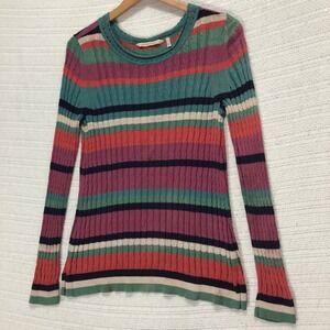 Soft Surroundings Striped Knit Top‎ Long Sleeve Colorful Pullover Sweater S